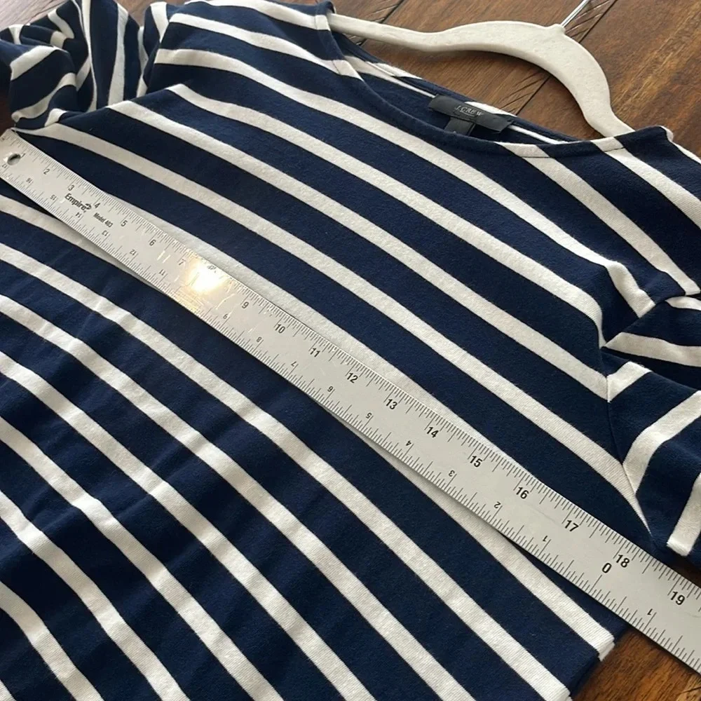 J.Crew Striped belted crossback top navy white OPEN Back cotton size small - Picture 8 of 12